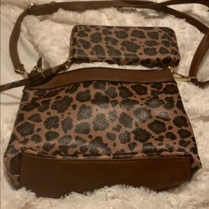 Leopard Print Crossbody Bag and Wallet Set